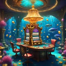 haha77 fish game shooting table with colourful sea creatures on screen
